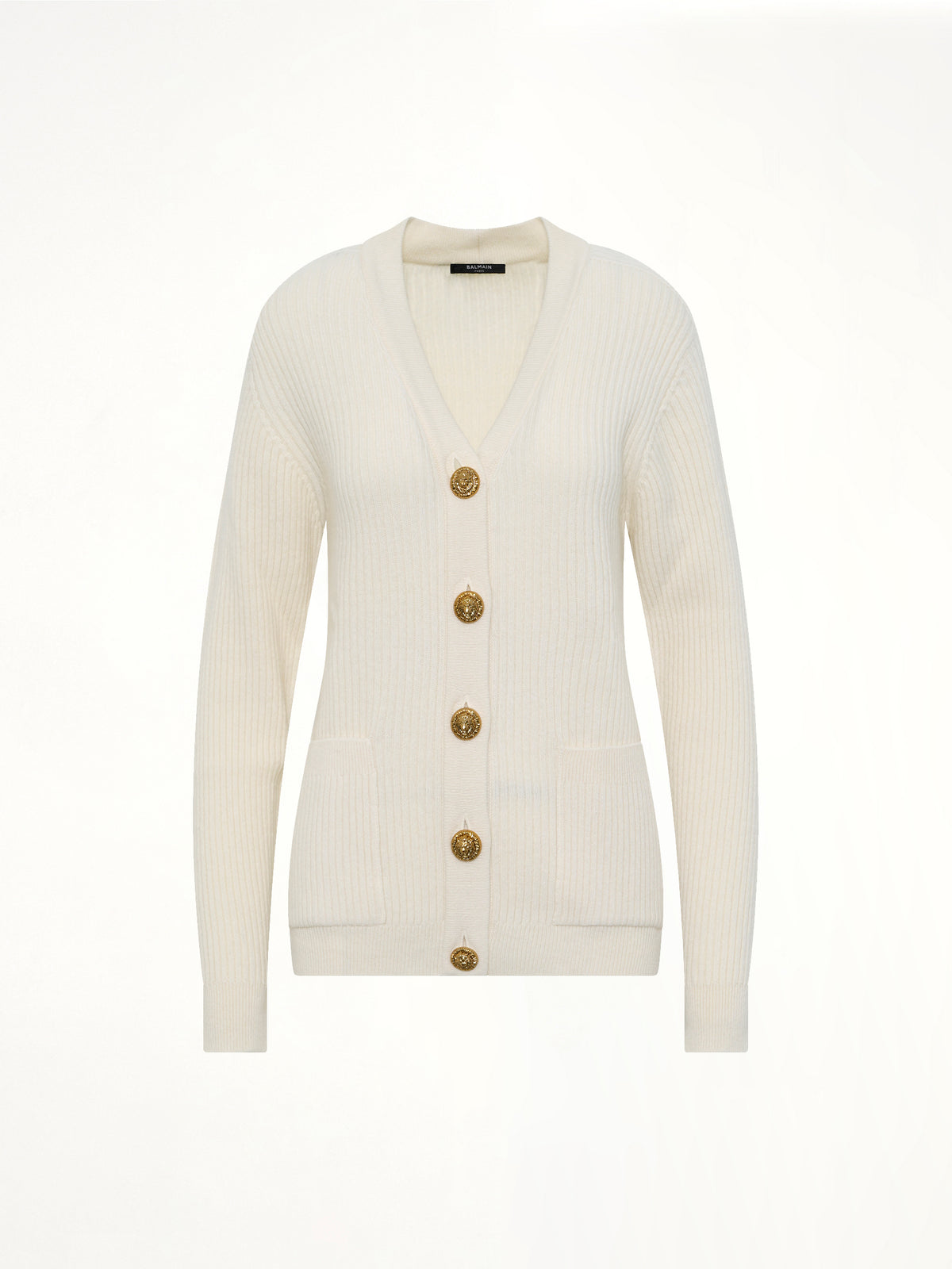 Buttoned Cashmere Cardigan in Natural