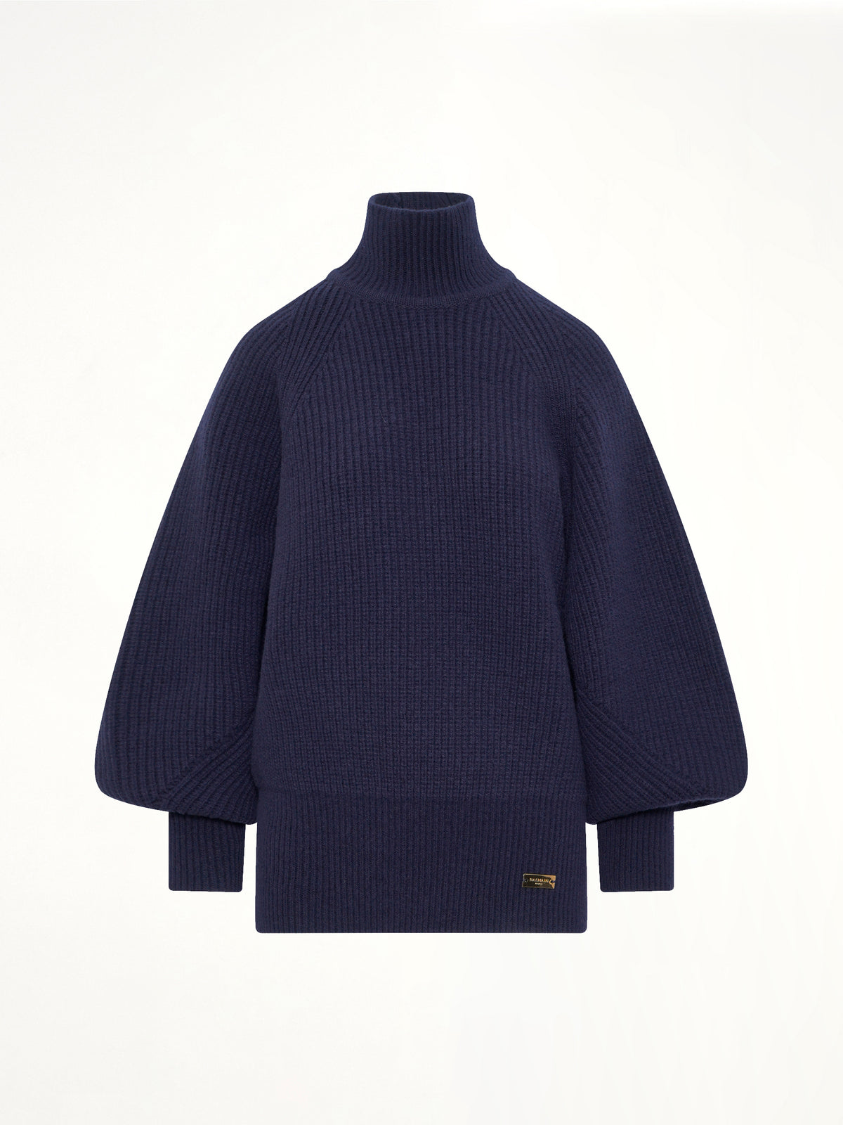 Batwing Ribbed Knit Pullover in Blue