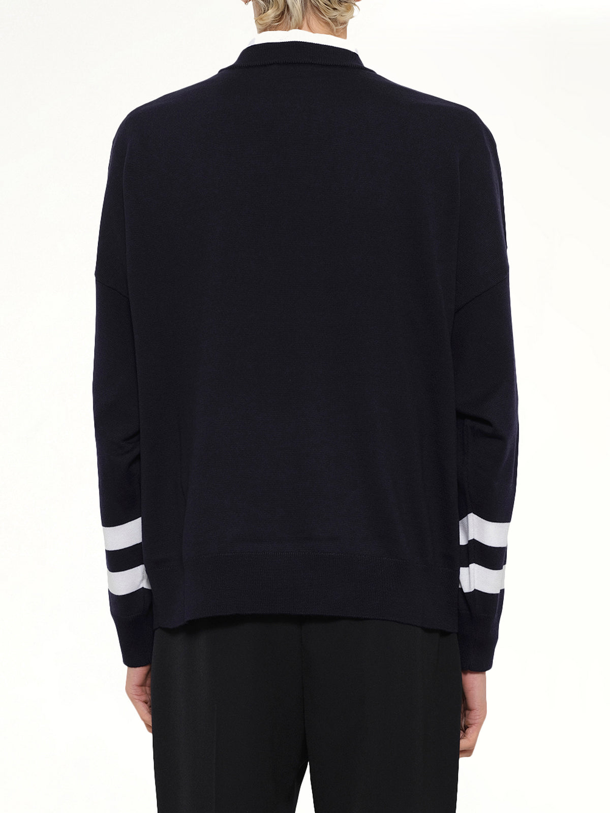 College Emblem Boxy Sweater in Marine/Natural