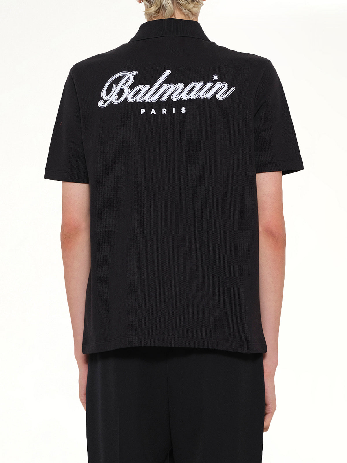 College Emblem Polo in Black/White