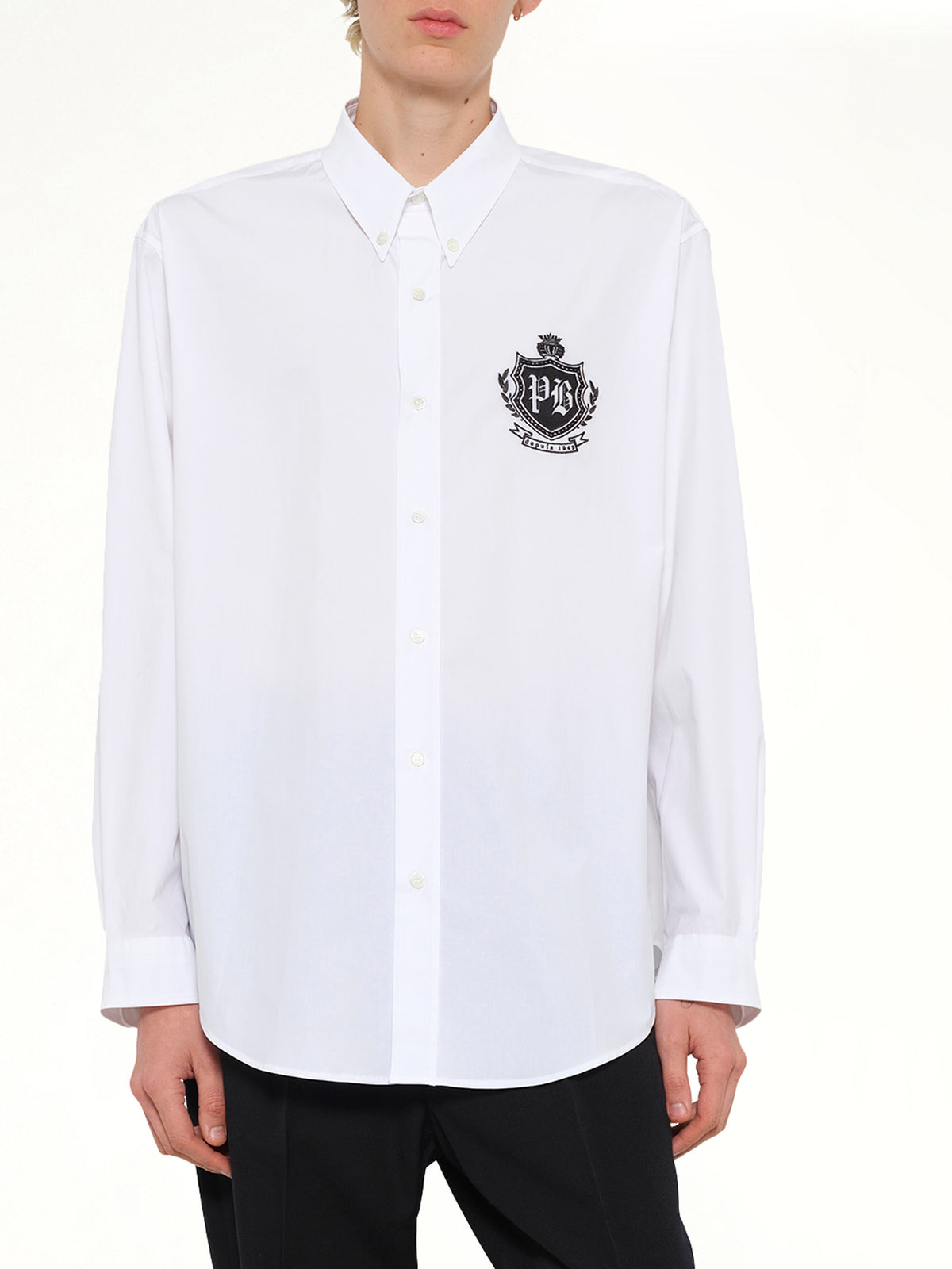 College Poplin Emblem Shirt in White