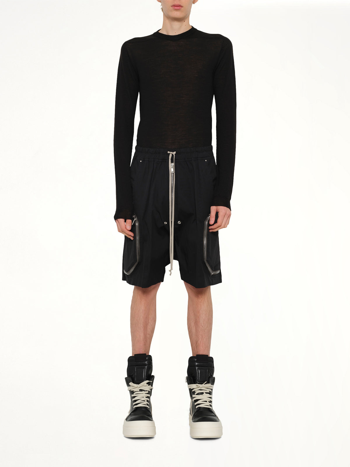 Cotton Twill Heizer Shorts in Black