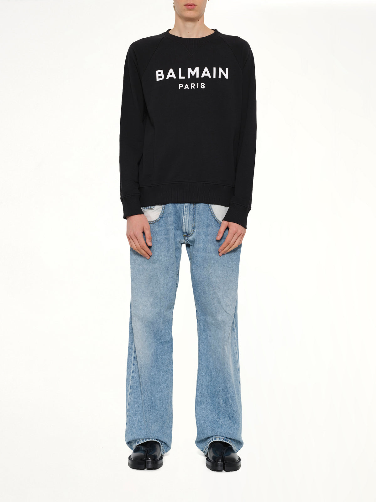 Balmain Print Sweatshirt in Black/White