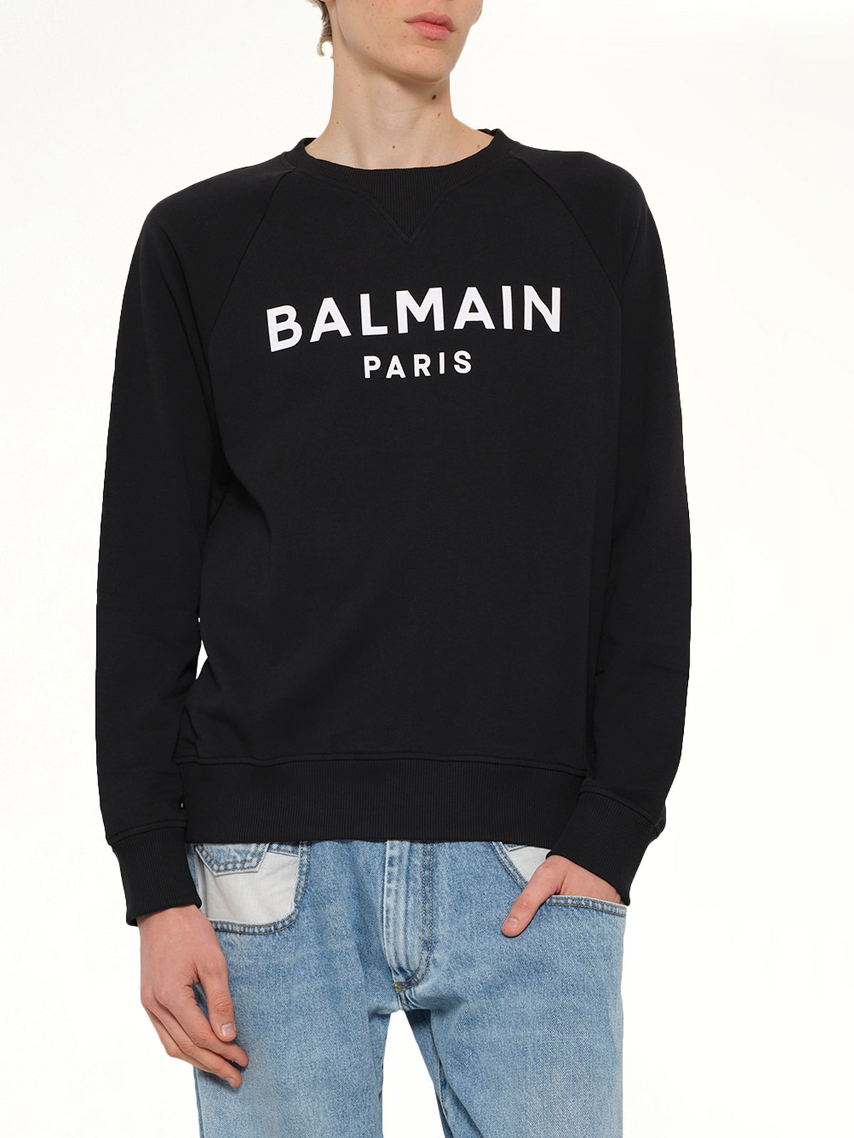 Balmain Print Sweatshirt in Black/White