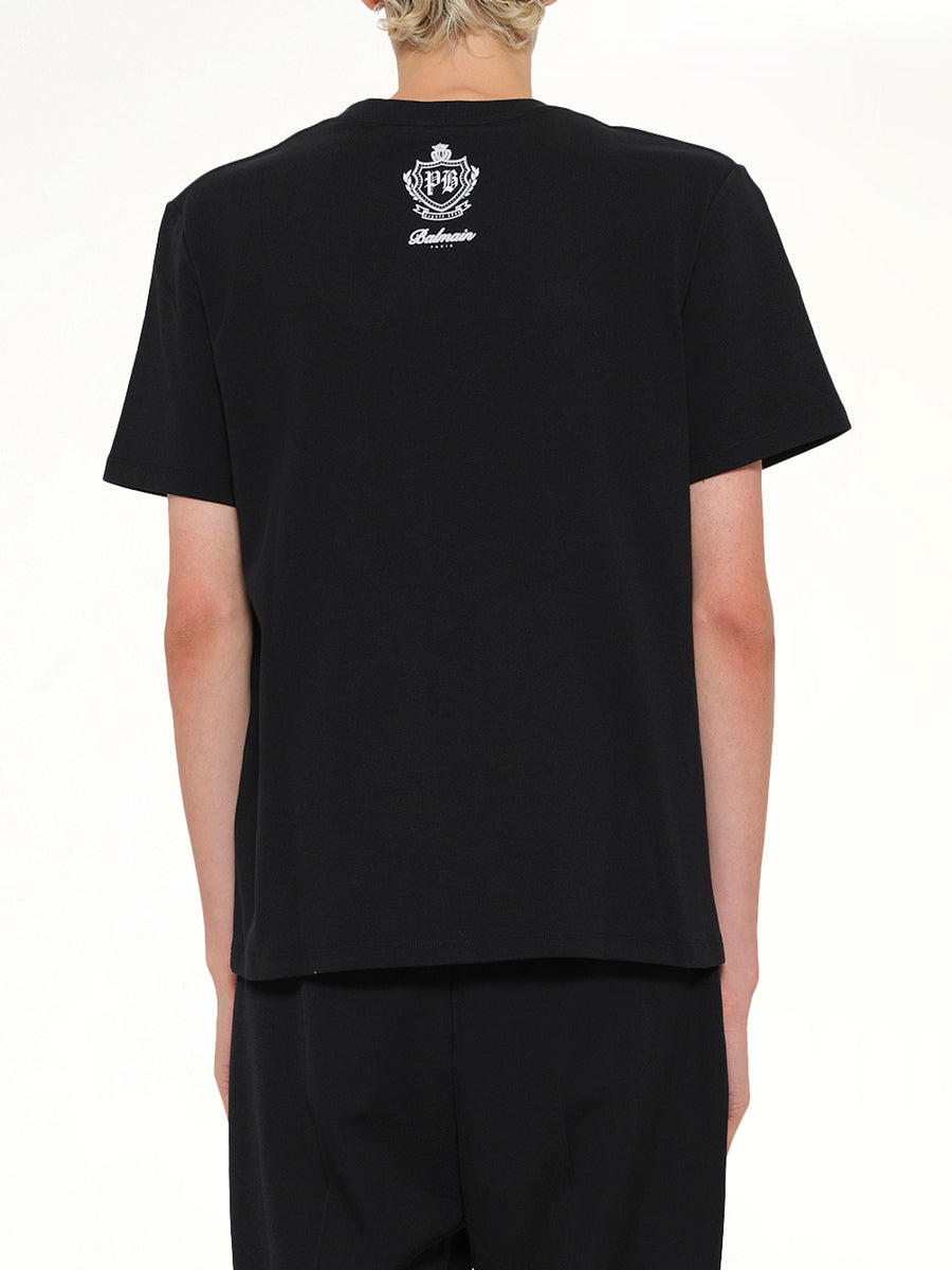 Back College Emblem T-Shirt in Black/White