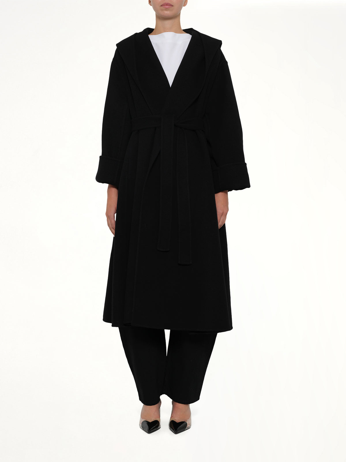 Hood Wrap Coat in Black