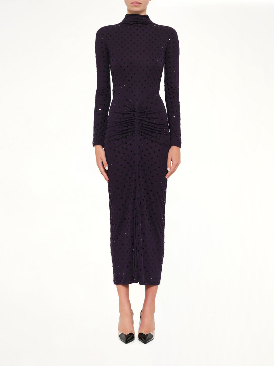 Draped Dress LS in Aubergine