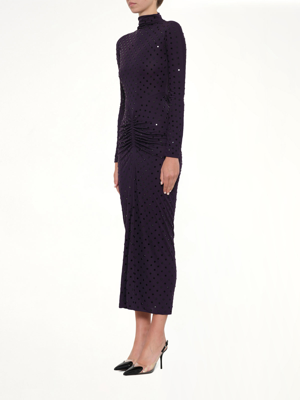 Draped Dress LS in Aubergine