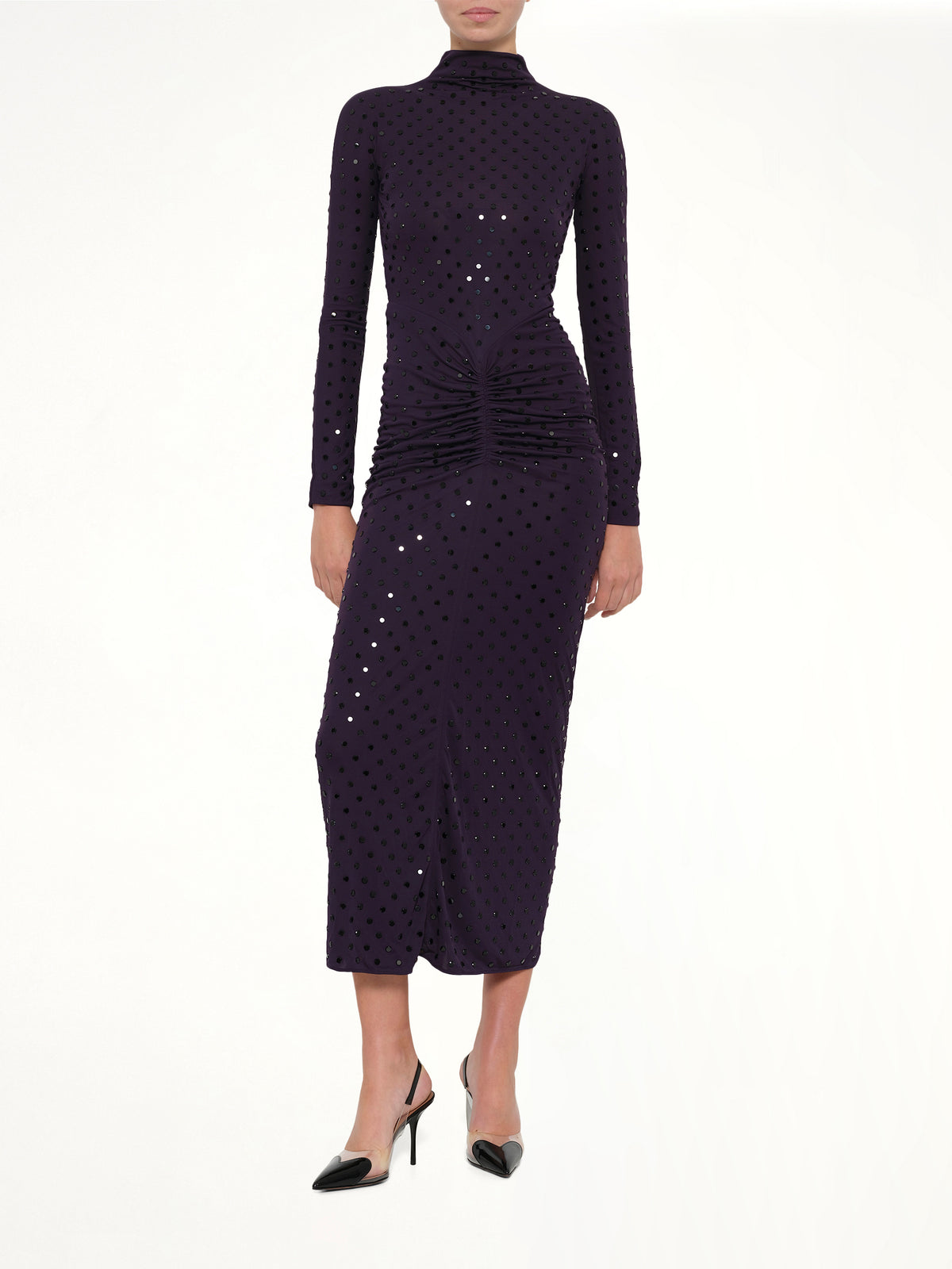 Draped Dress LS in Aubergine