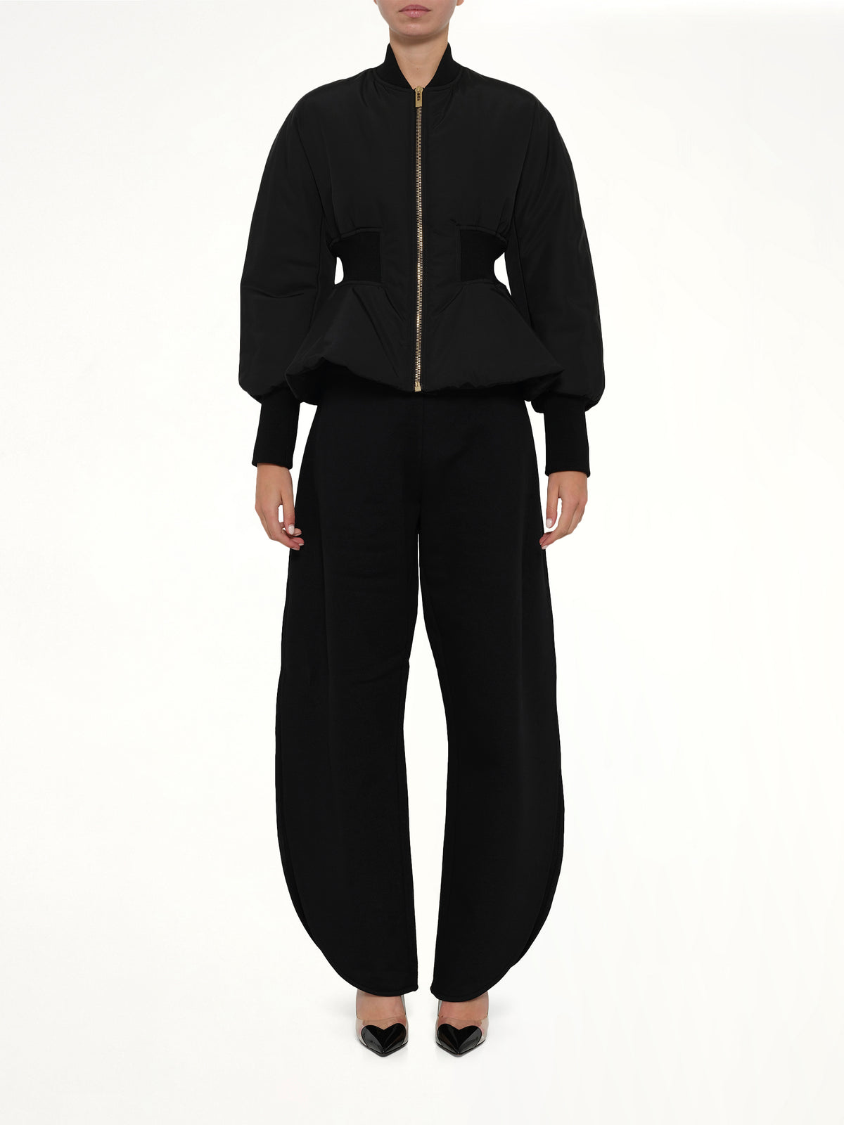 Peplum Bomber in Black
