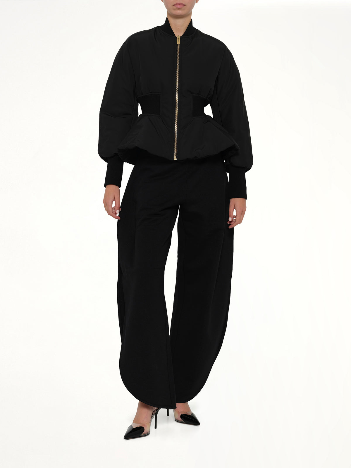 Peplum Bomber in Black