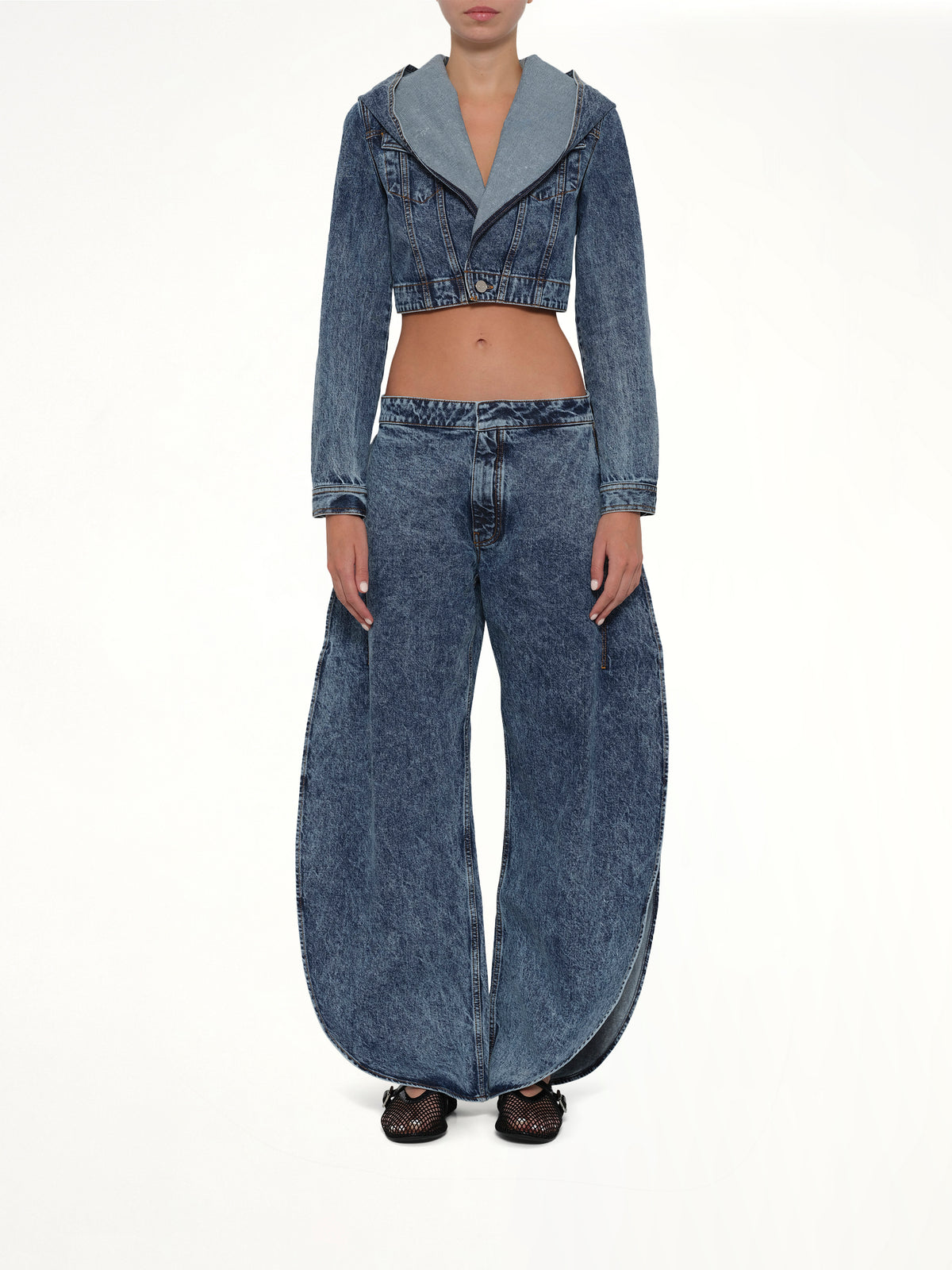 Hooded Jacket in Blue Denim