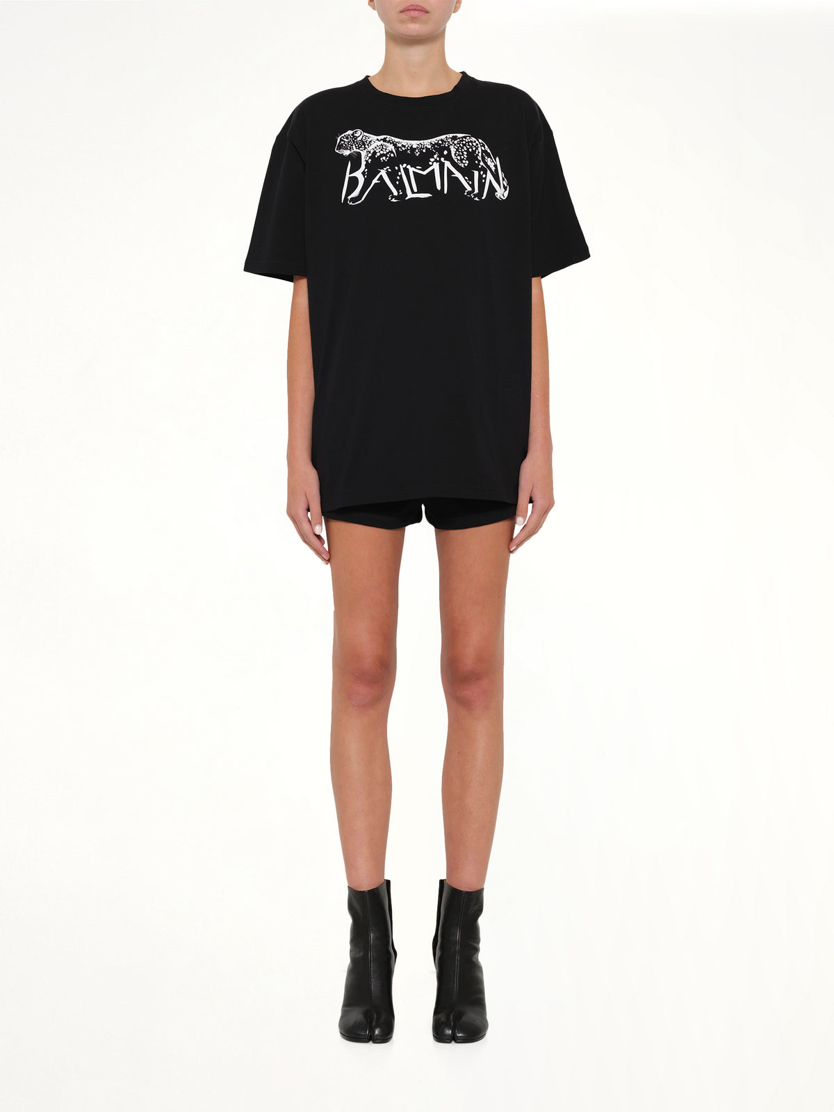 Leopard Print T-Shirt in Black/White