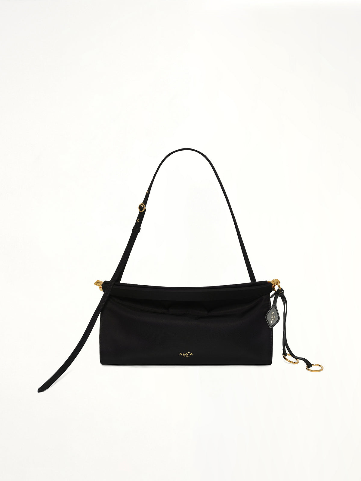 Le Click East West Nylon Shoulder Bag in Black