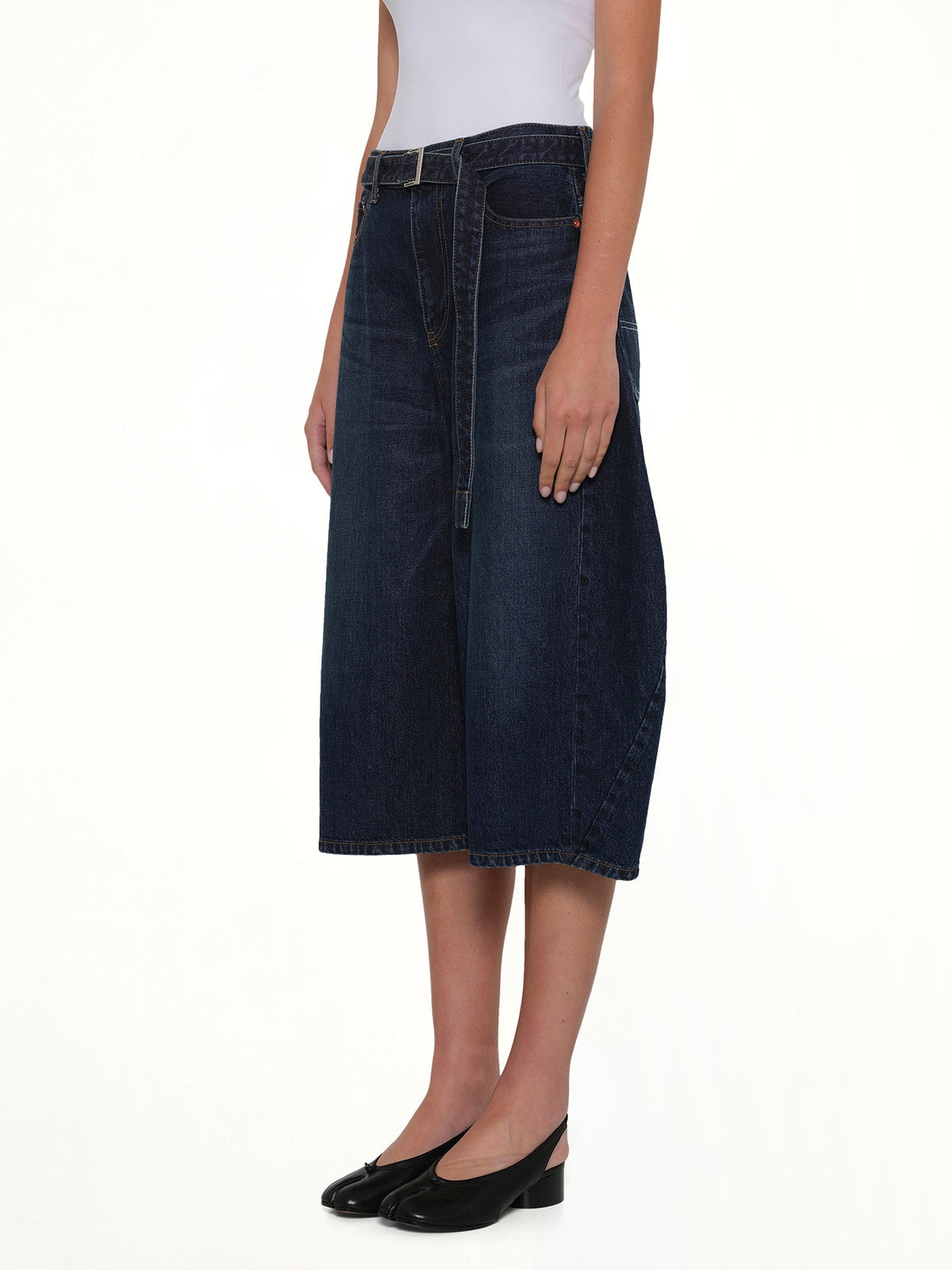 Barrel Denim Bermuda Pants in Blue