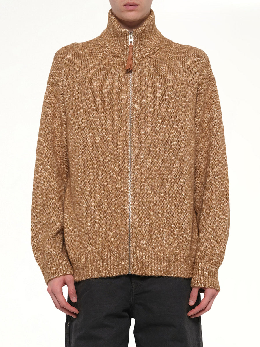 Zip-Up Cardigan in Beige