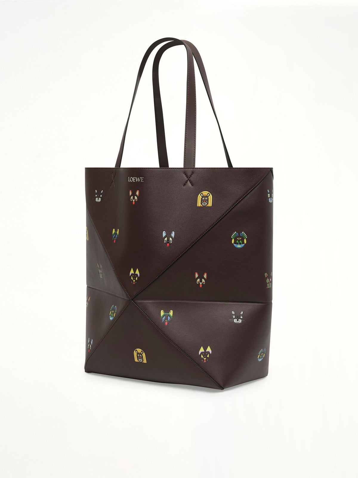 Puzzle Fold Tote XL Allover Cats in Brown