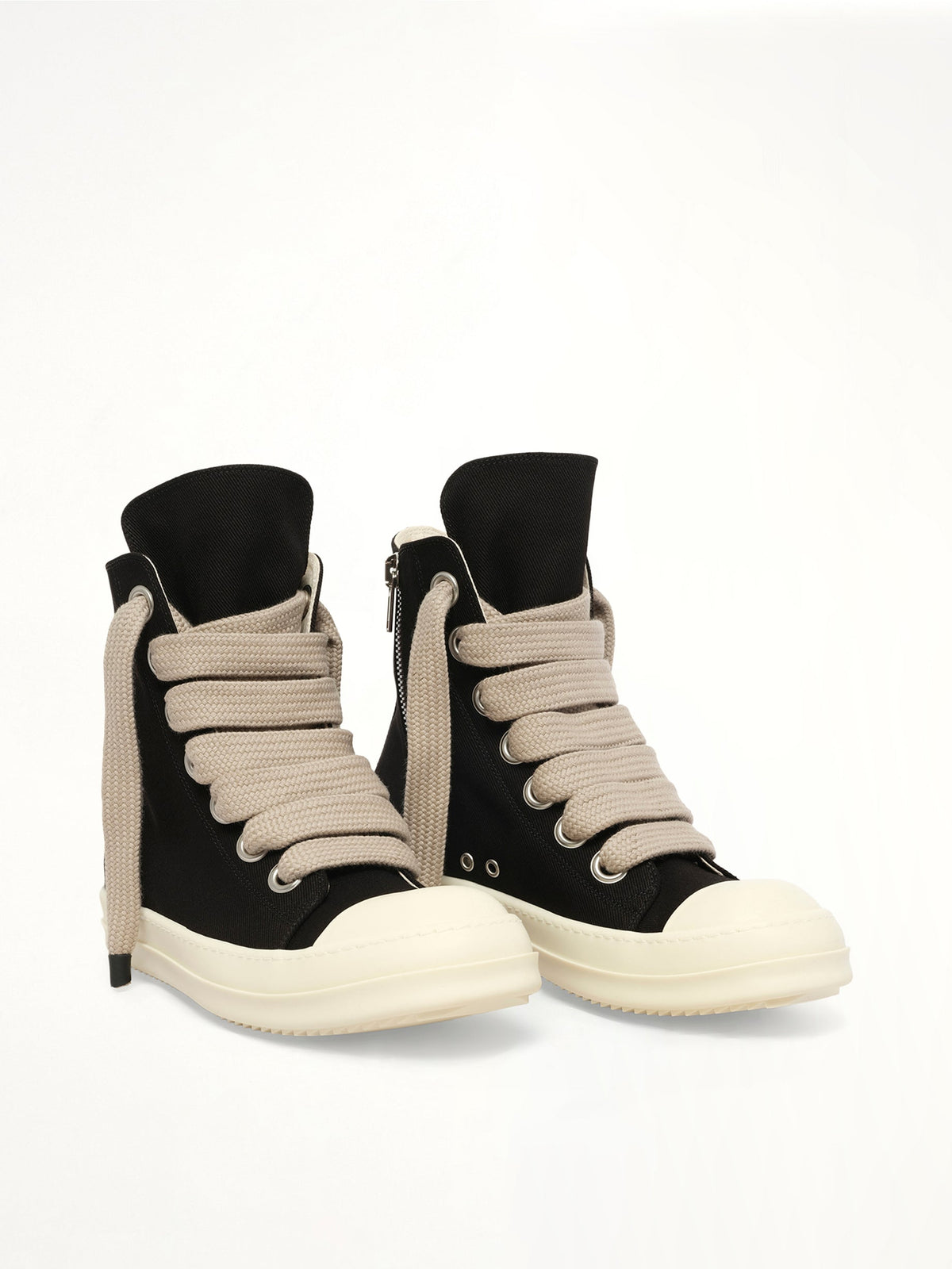 Jumbolace Sneaks in Black/Milk Front View | RICK OWENS DRKSHDW