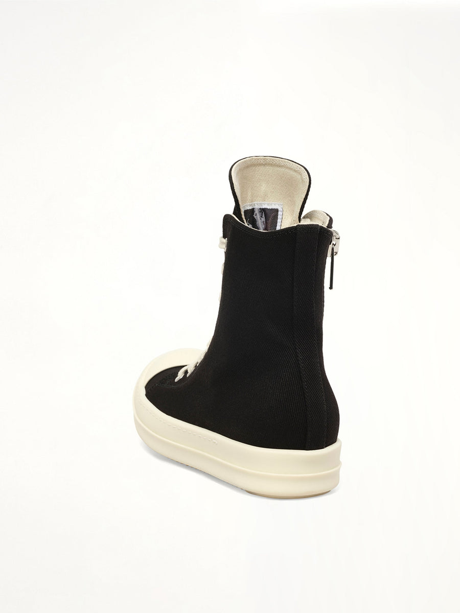 Sneaks in Black/Milk Back View | RICK OWENS DRKSHDW