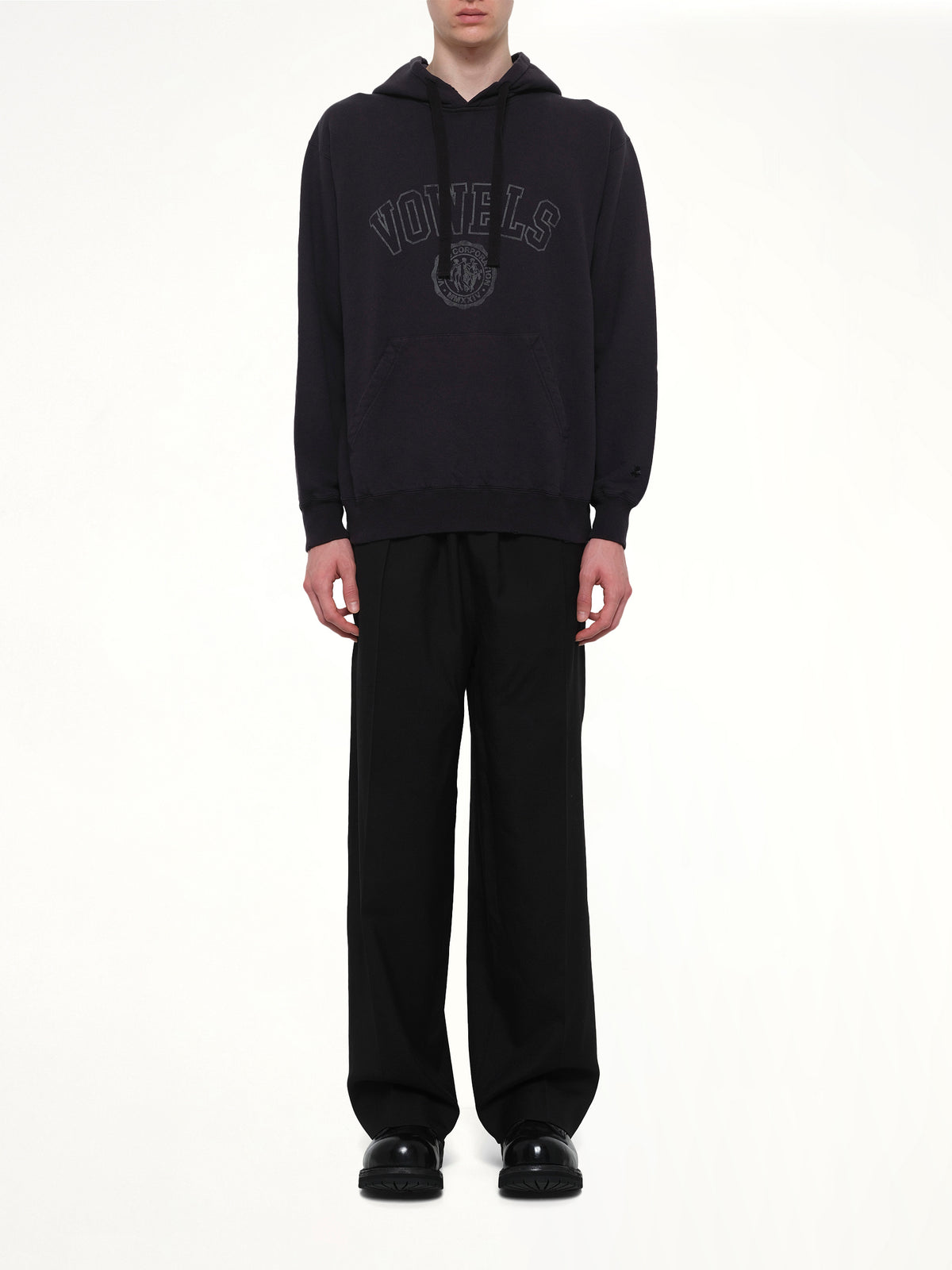 Faded Collegiate Hoodie in Black