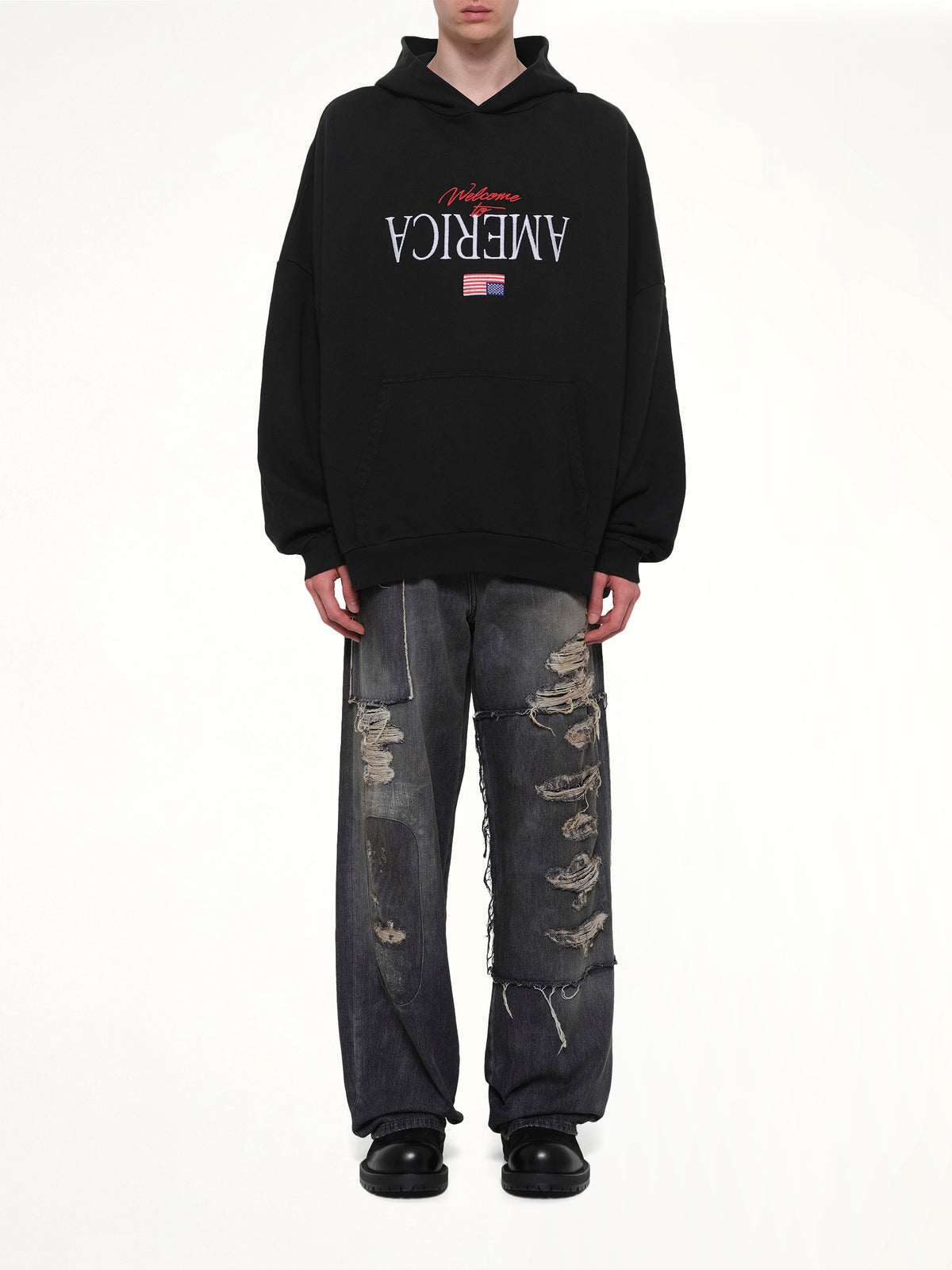 Welcome To America Hooligan Hoodie in Black