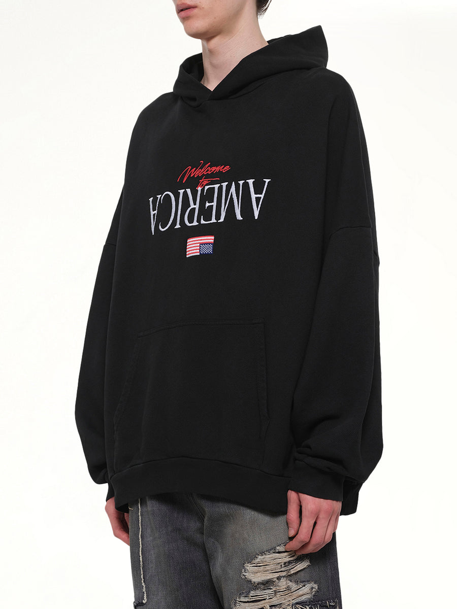 Welcome To America Hooligan Hoodie in Black