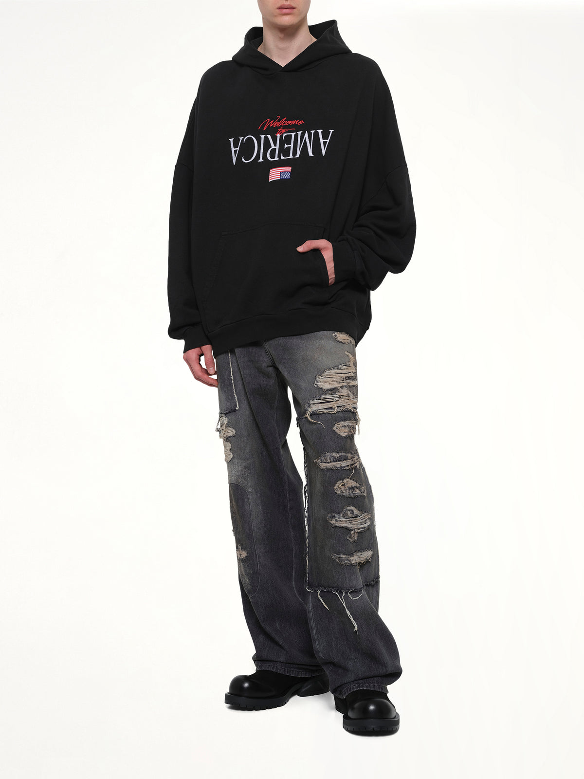 Welcome To America Hooligan Hoodie in Black