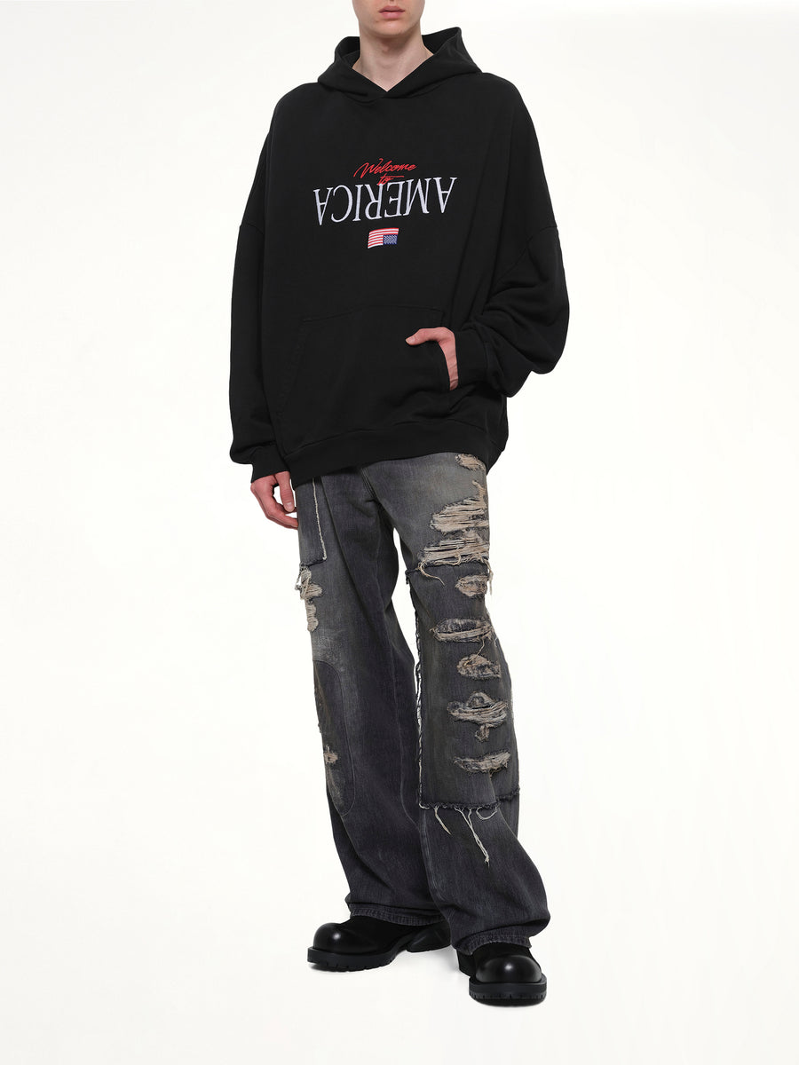 Welcome To America Hooligan Hoodie in Black