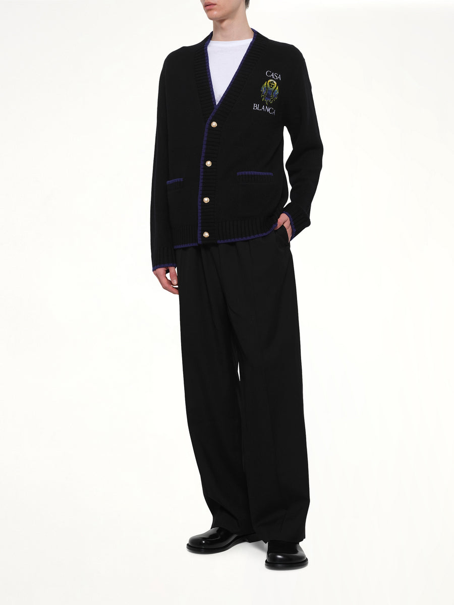 Flaming Tennis Ball Cardigan in Black