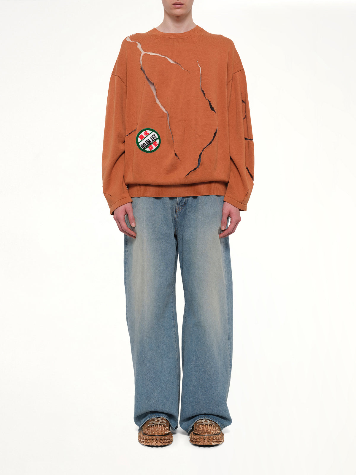 Cracked Egg Knit Pullover in Brown