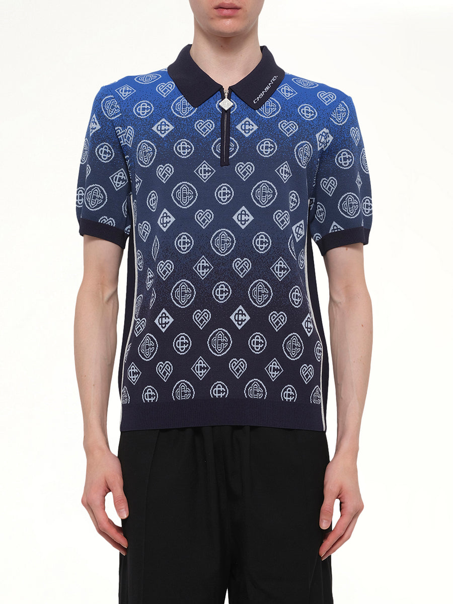 Gradient Monogram Polo Shirt in Blue