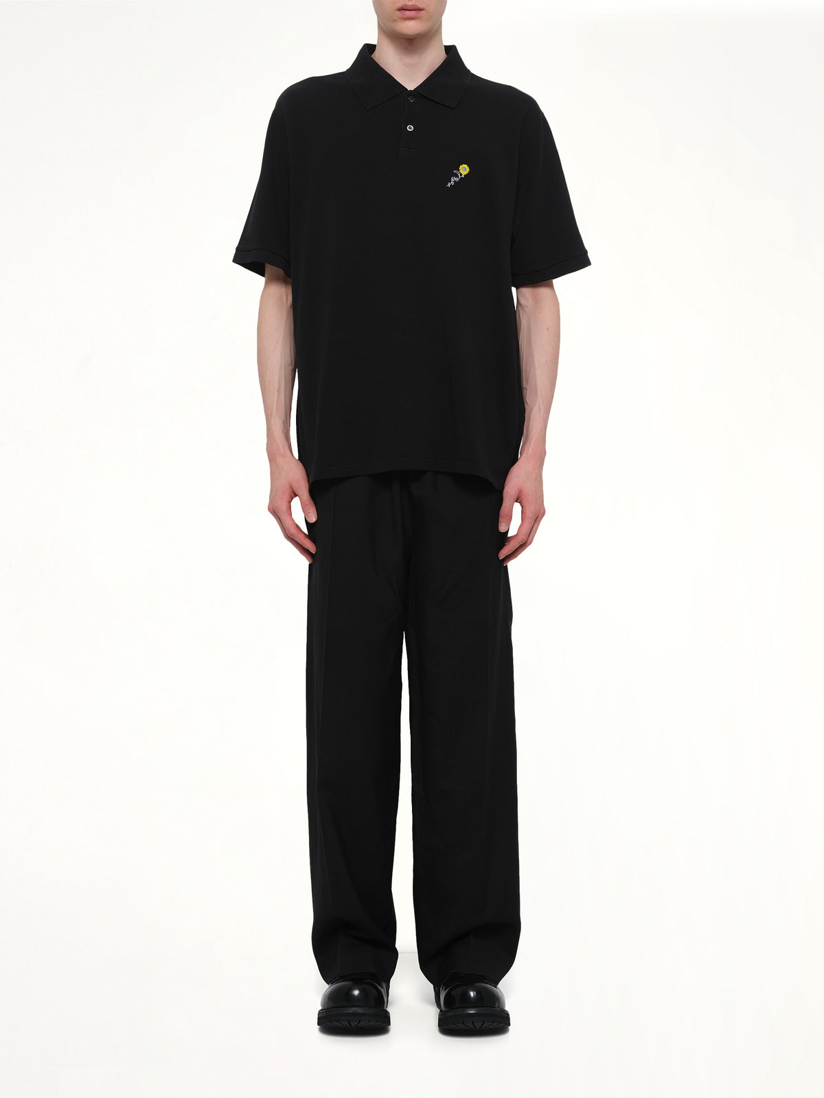 S/S Pique Polo in Black