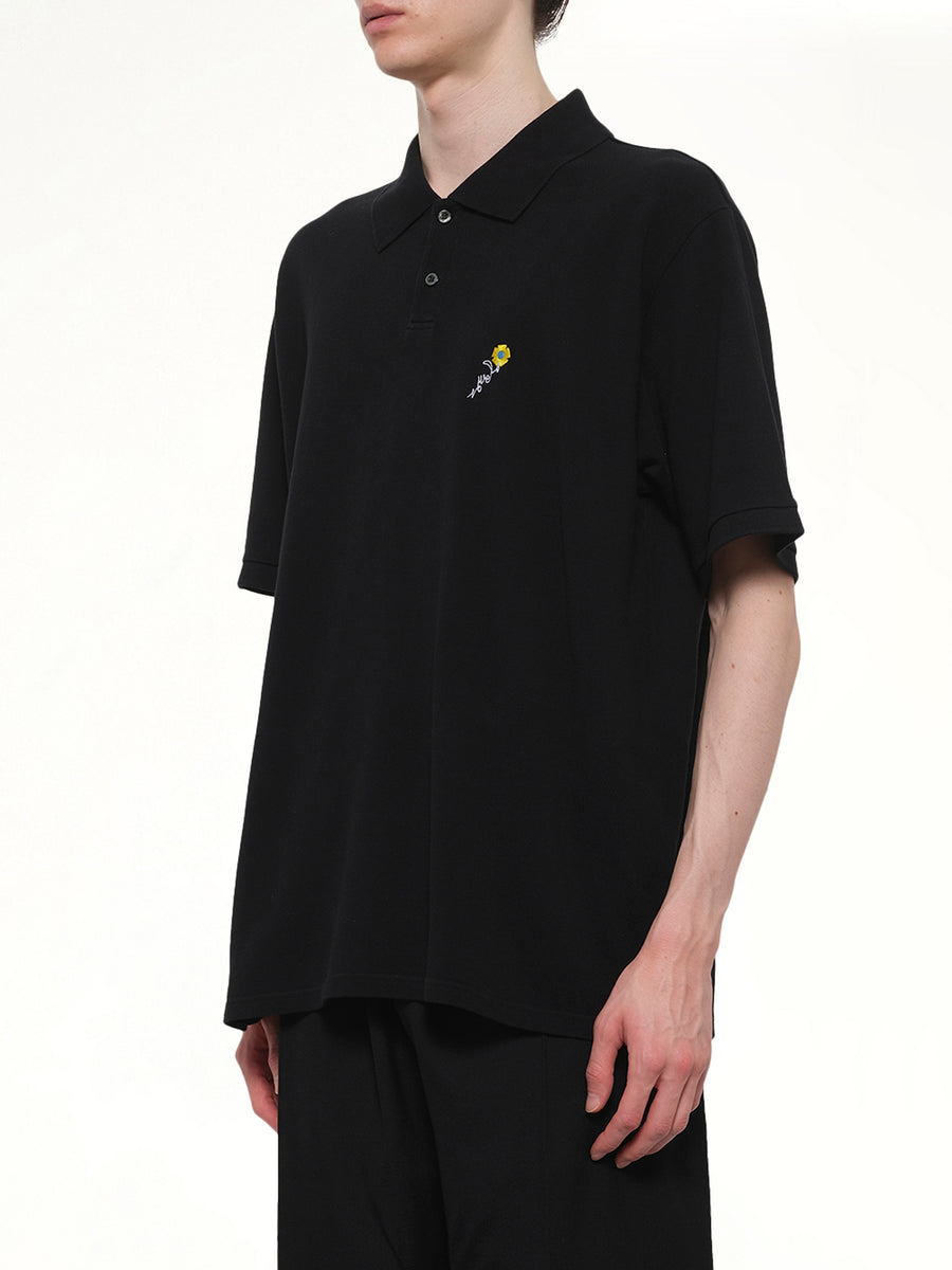 S/S Pique Polo in Black