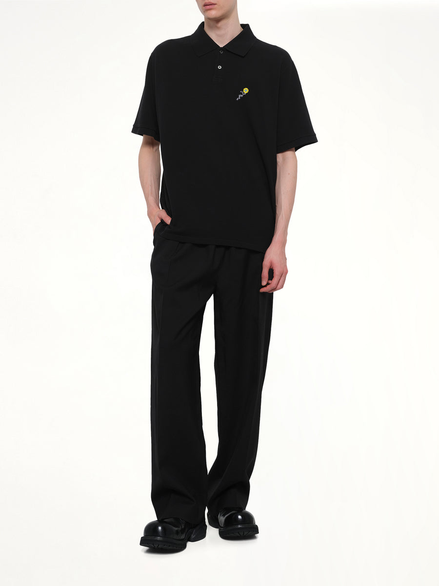 S/S Pique Polo in Black