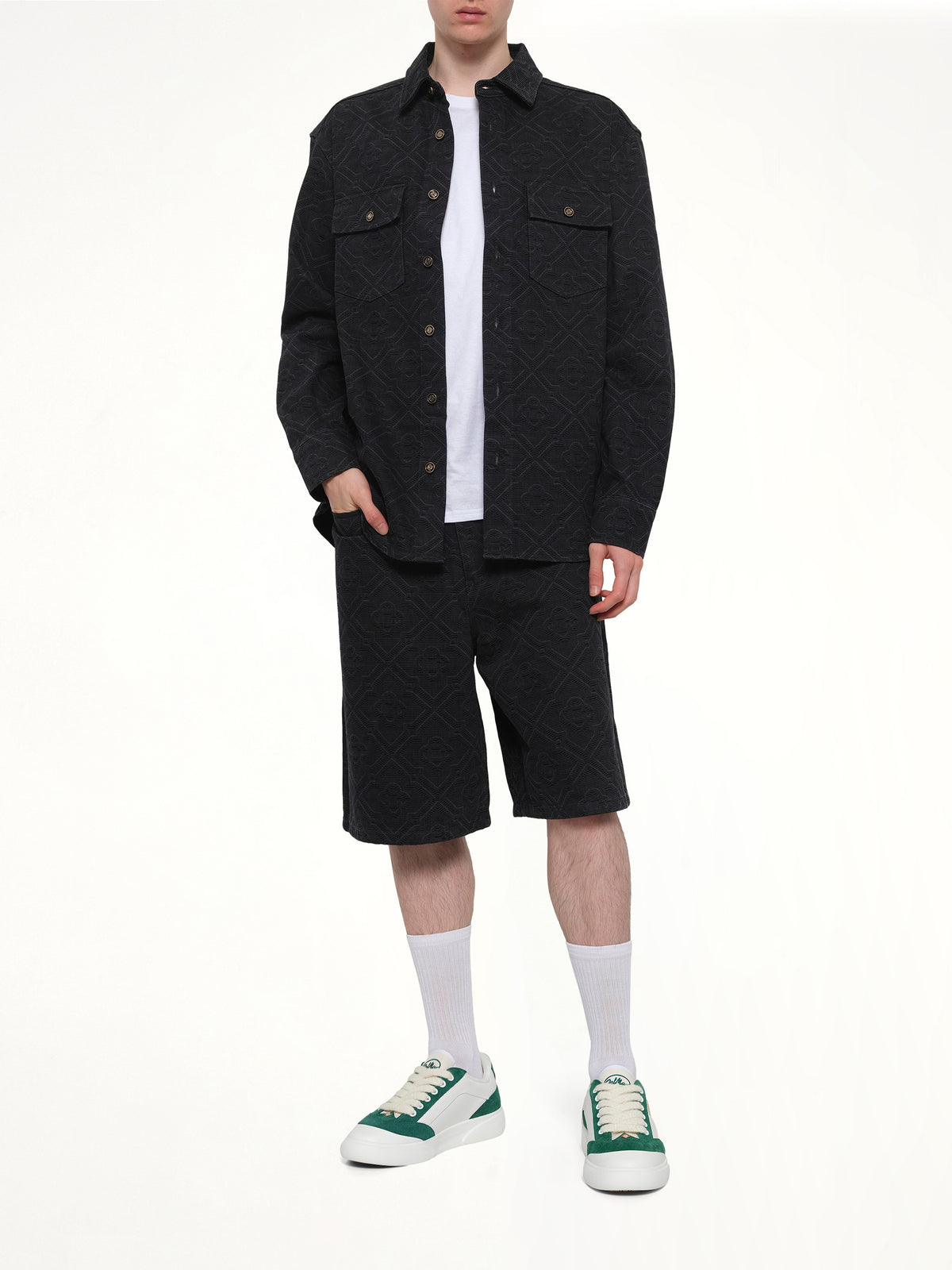Laser Monogram Denim Shirt in Black
