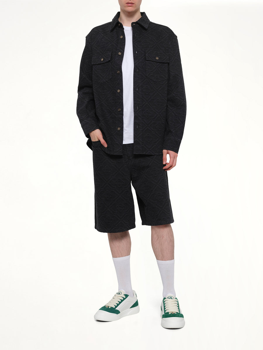 Laser Monogram Denim Shirt in Black
