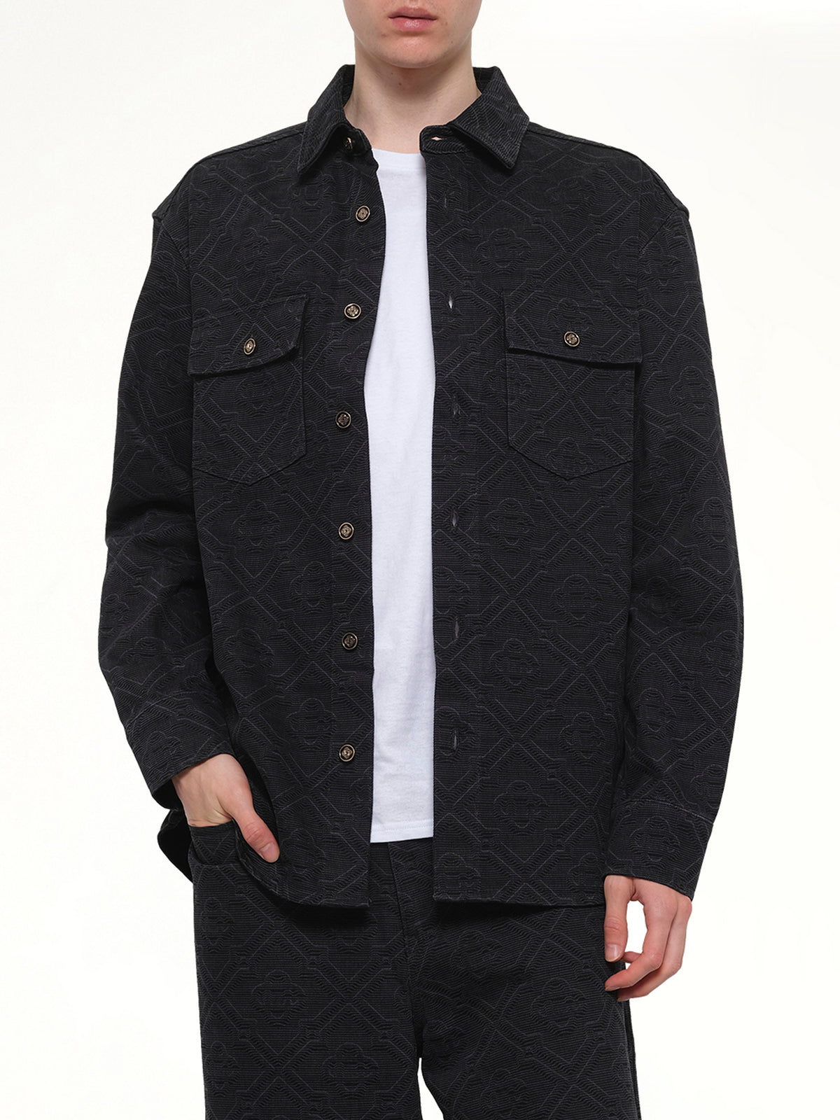 Laser Monogram Denim Shirt in Black