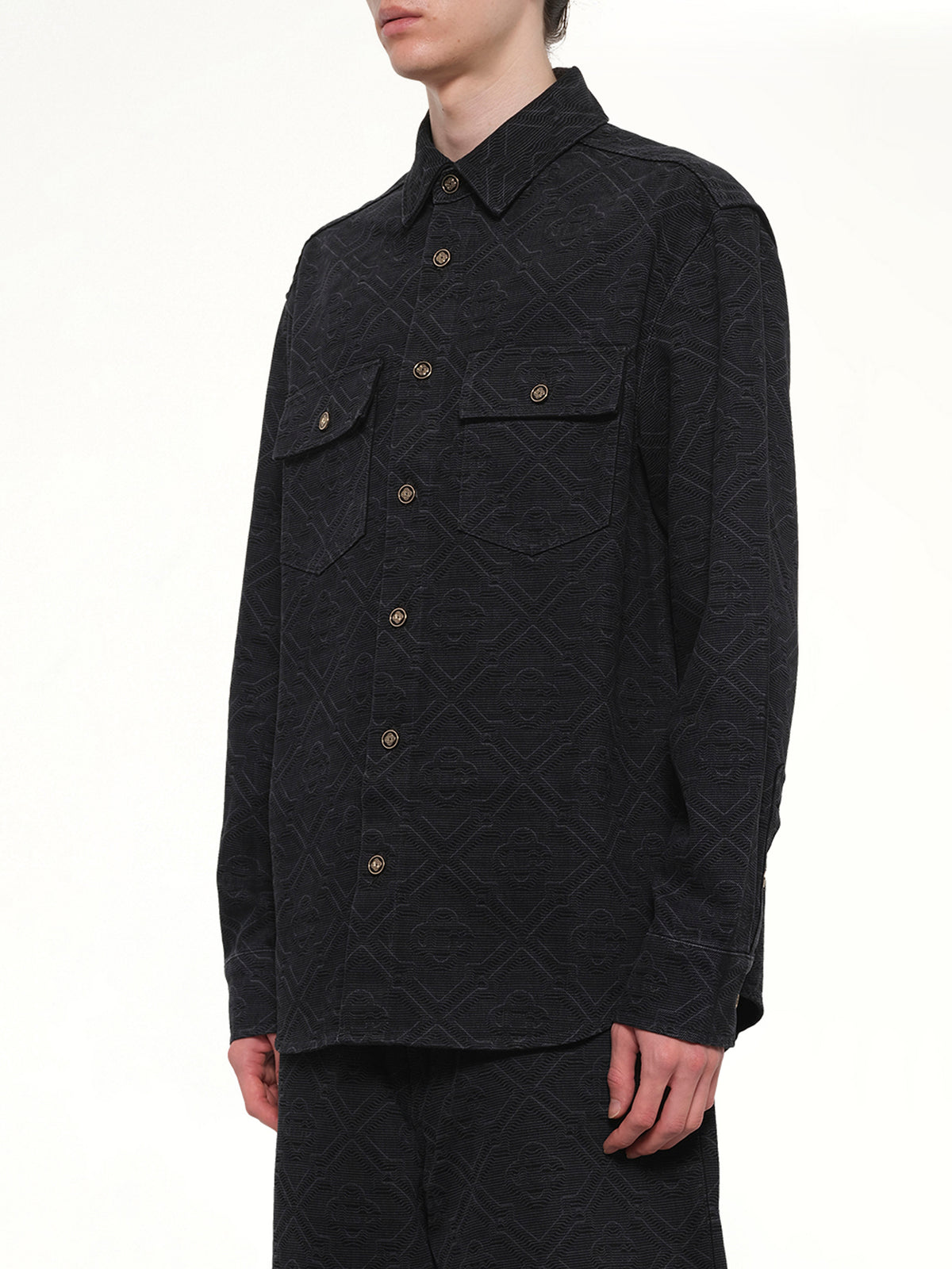 Laser Monogram Denim Shirt in Black