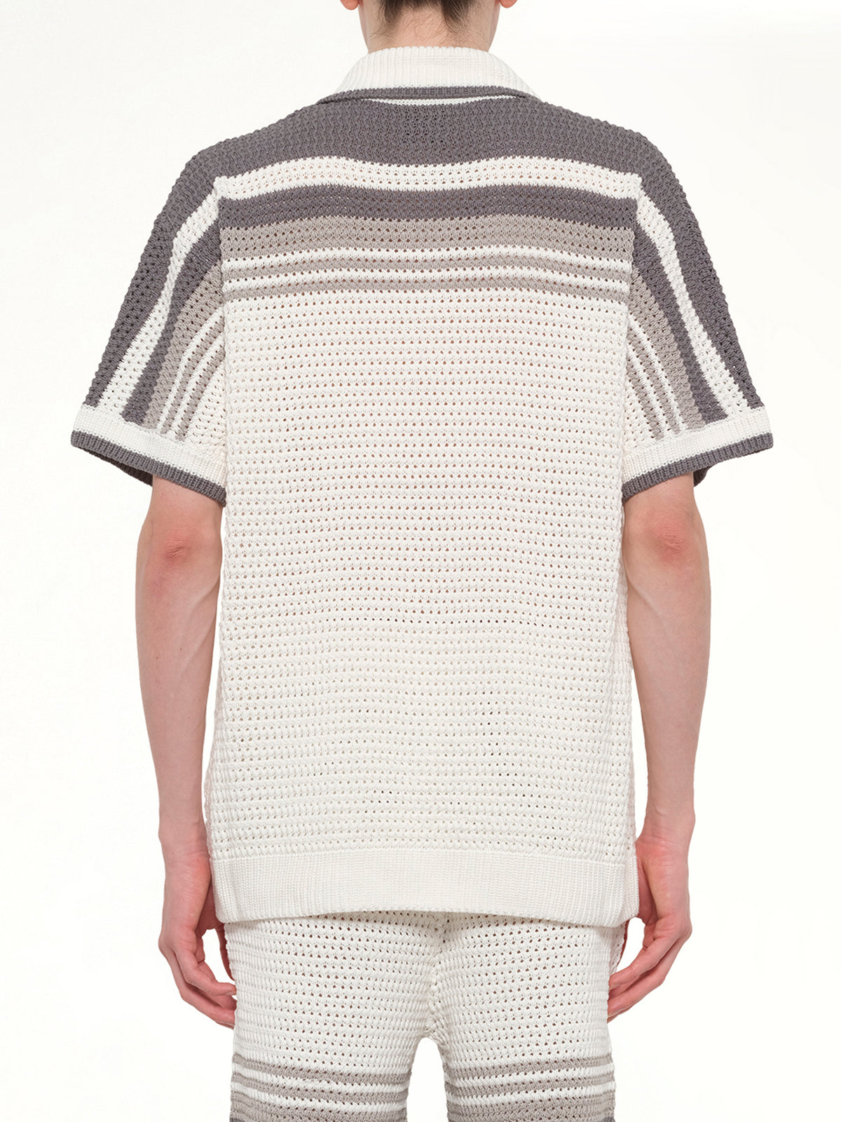 Crochet Shirt in White/Grey