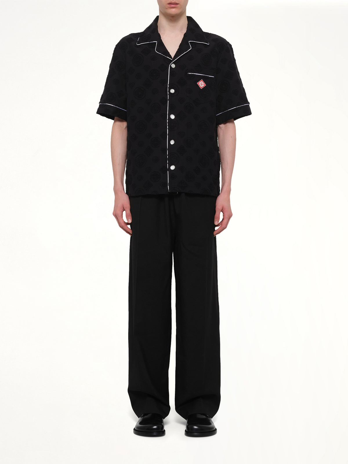 Towelling Monogram Shirt in Black
