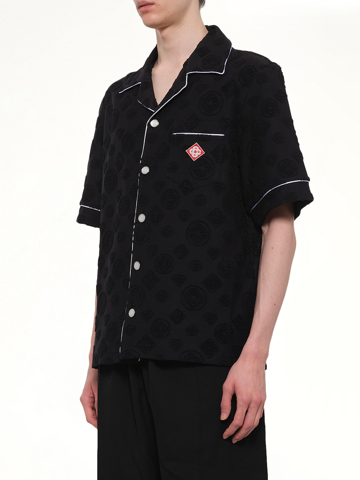 Towelling Monogram Shirt in Black