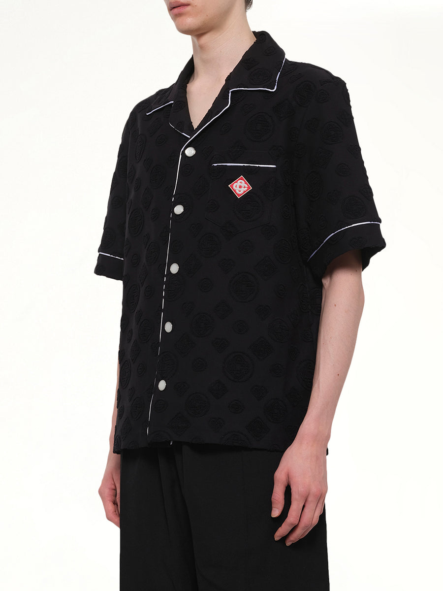 Towelling Monogram Shirt in Black