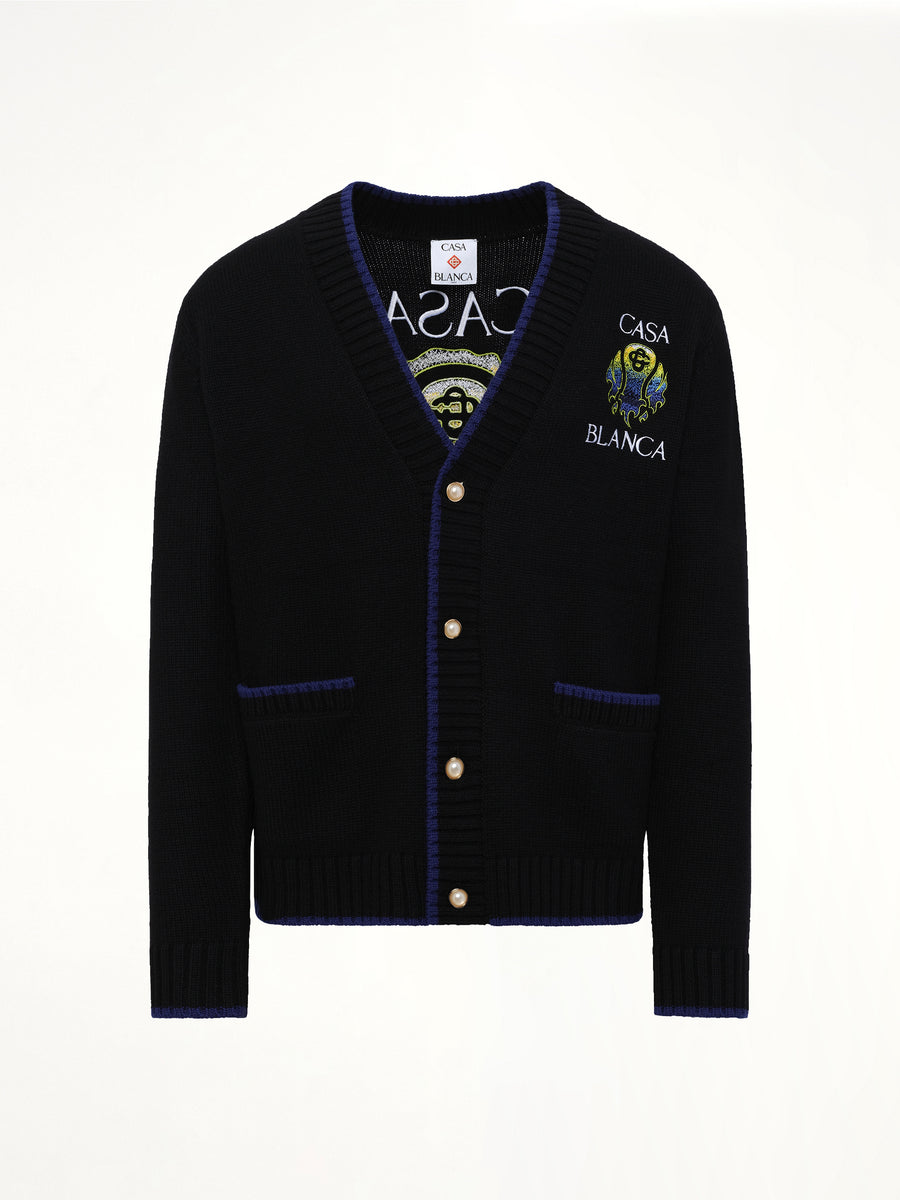 Flaming Tennis Ball Cardigan in Black