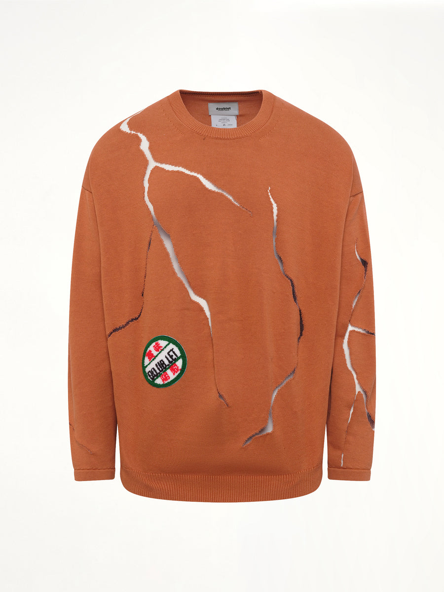 Cracked Egg Knit Pullover in Brown