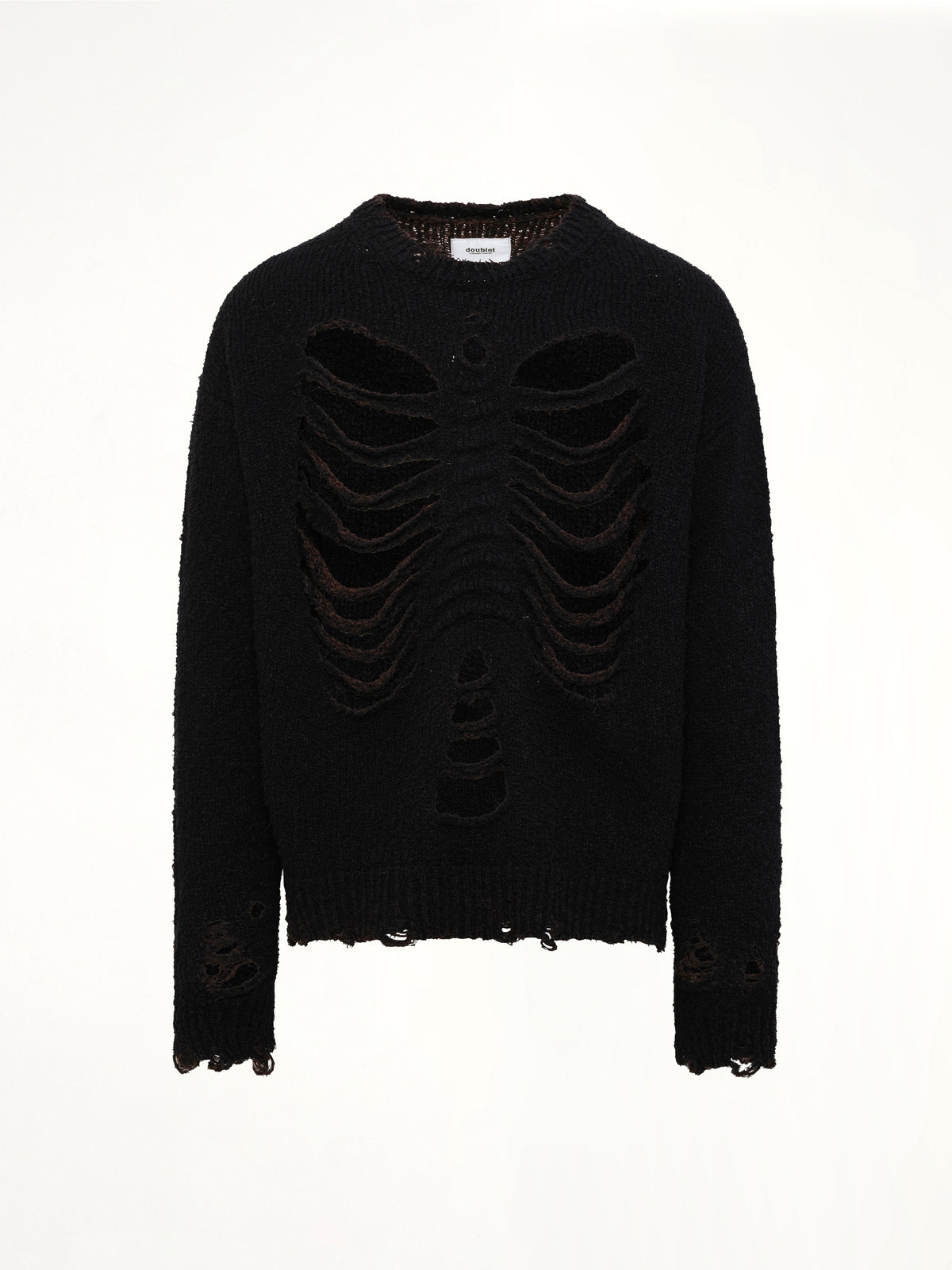 Rib & Spine Knit Pullover in Black
