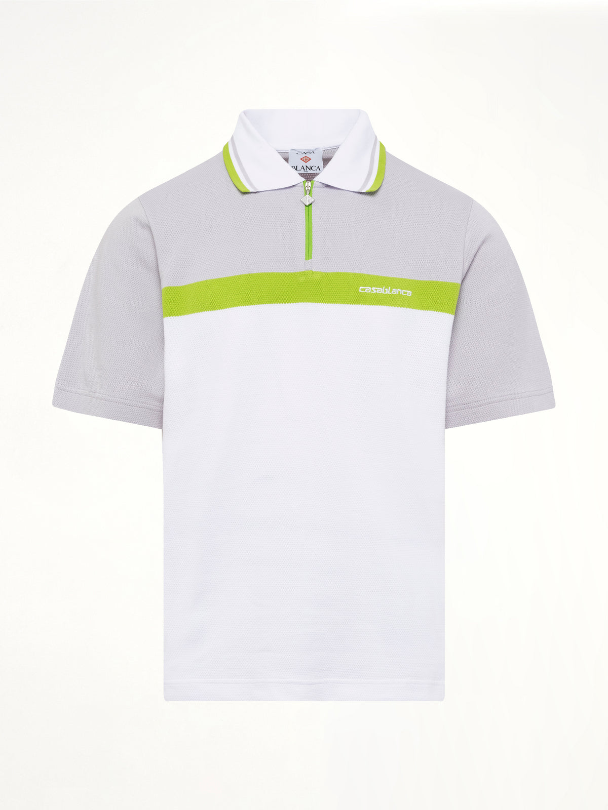 Quarter Zip Polo in Grey/White