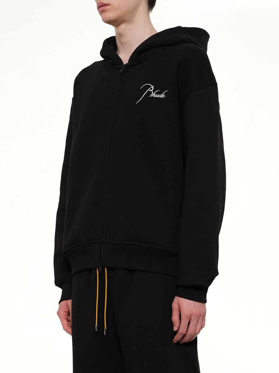 Classique Zip Up Hoodie in Black/White
