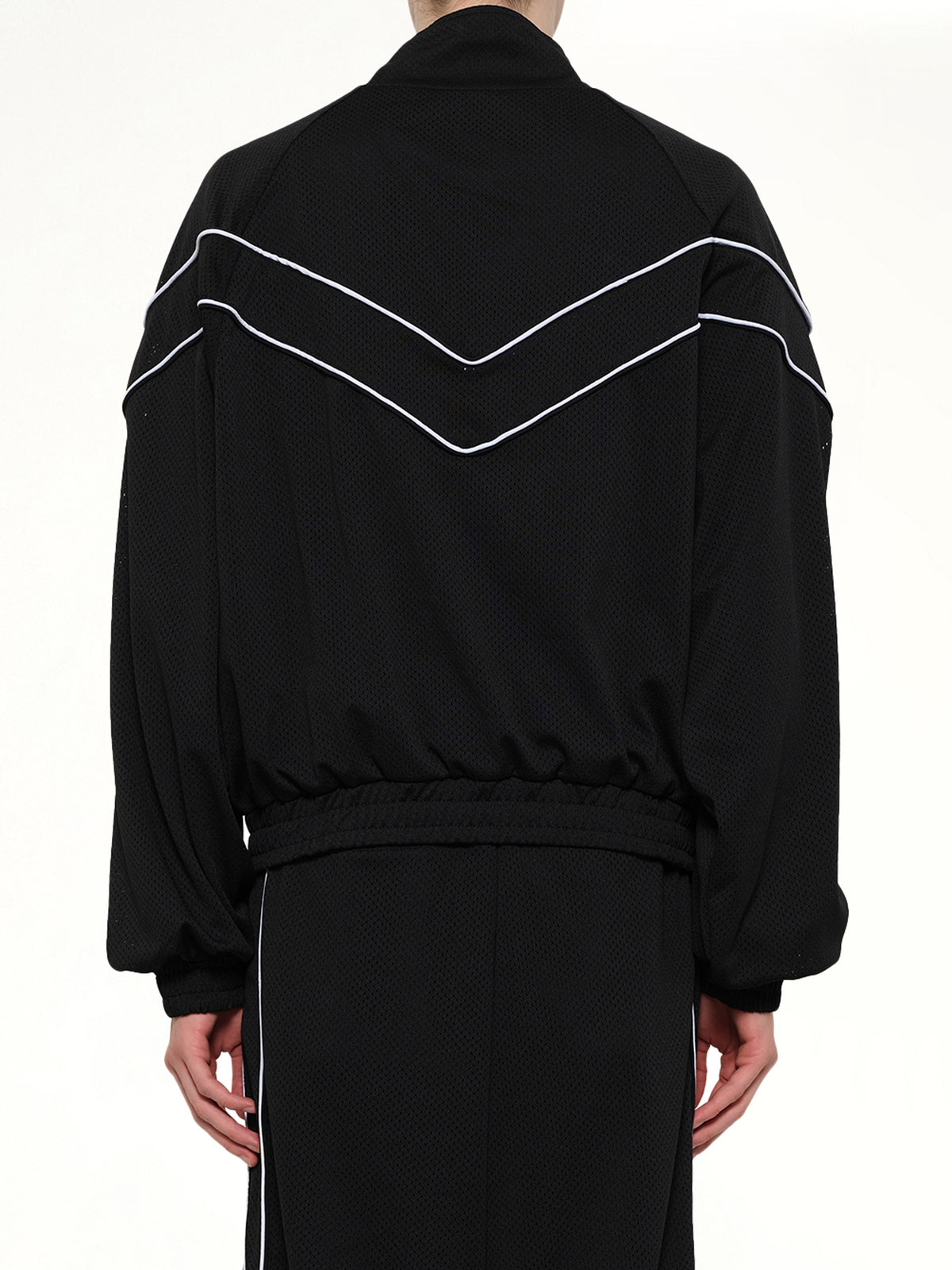Rhude Mesh Piping Raglan Track Jacket in Black/White