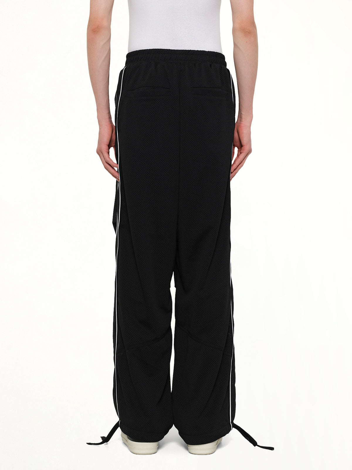 Rhude Mesh Piping Parachute Track Pant in Black/White