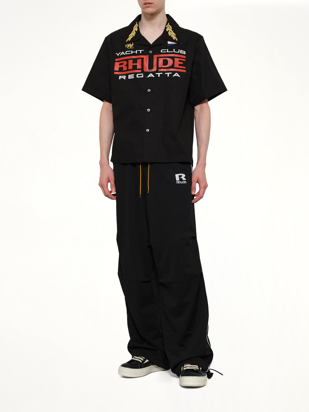 Rhude Regatta Club Shirt in Black/White/Red